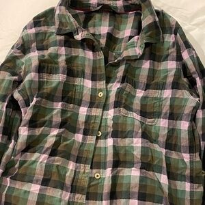 The North Face Green and Pink Plaid Button-Down Shirt
